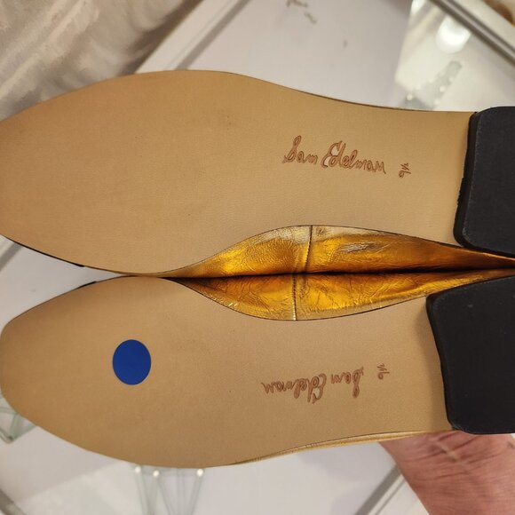 Sam Edelman Leather "Marley" Gold/Black Ballet Flats. NIB. Size 9.5 - Picture 8 of 11